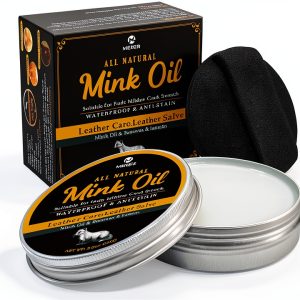 Mink Oil Leather Conditioner MEKER 15% Mink Oil Beeswax Lanolin 4oz-0