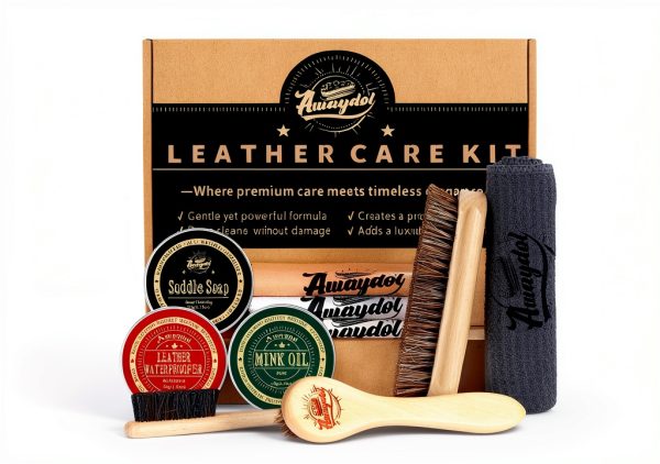 Awaydol Leather Cleaning Kit with Mink Oil, Horsehair Brush Protector-0
