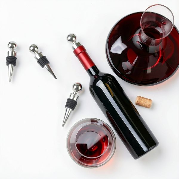 Wine Saver LIGTMAR 4Pcs Silicone Wine Stoppers Reusable Plug Silver-2