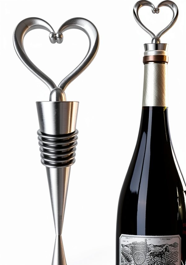 Wine Stopper 3PCS Heart Shape Reusable Bottle Cover Eruinfang Silver-2