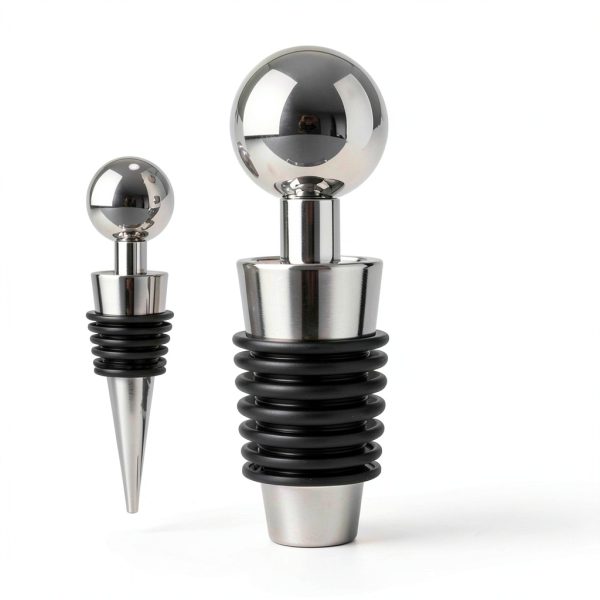Wine Saver LIGTMAR 4Pcs Silicone Wine Stoppers Reusable Plug Silver-4