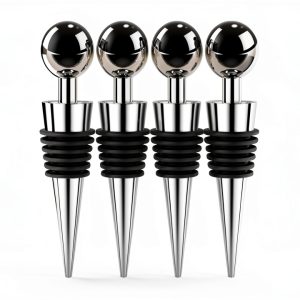 Wine Saver LIGTMAR 4Pcs Silicone Wine Stoppers Reusable Plug Silver-0