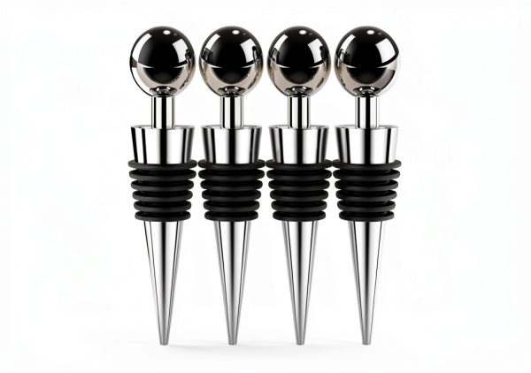 Wine Saver LIGTMAR 4Pcs Silicone Wine Stoppers Reusable Plug Silver-0