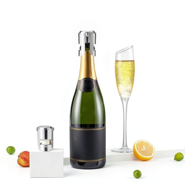 Champagne Stoppers Aertyzeen 2pcs Stainless Steel Silver Lock Clamp-5