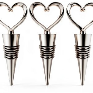 Wine Stopper 3PCS Heart Shape Reusable Bottle Cover Eruinfang Silver-0