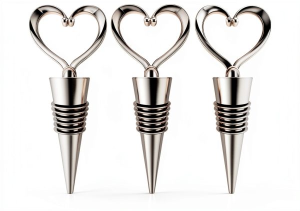 Wine Stopper 3PCS Heart Shape Reusable Bottle Cover Eruinfang Silver-0