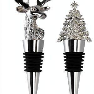 Wine Stopper 2PCS Silicone Reusable Set by BarWHPZ Silver Standard-0