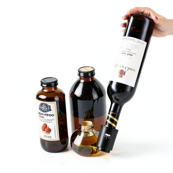 Vacuum Wine Stopper Set VINABON Black 2-Pack One Pump Button-4