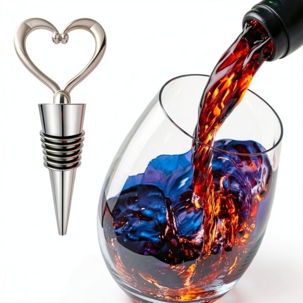 Wine Stopper 3PCS Heart Shape Reusable Bottle Cover Eruinfang Silver-1
