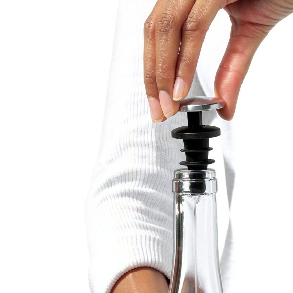 OXO SteeL Leakproof Expanding Wine Stopper, Silver & Clear Silicone, 2-4