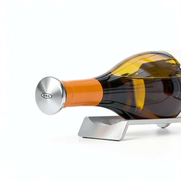 OXO SteeL Leakproof Expanding Wine Stopper, Silver & Clear Silicone, 2-6