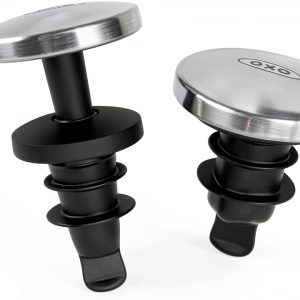 OXO SteeL Leakproof Expanding Wine Stopper, Silver & Clear Silicone, 2-0
