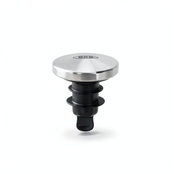 OXO SteeL Leakproof Expanding Wine Stopper, Silver & Clear Silicone, 2-7